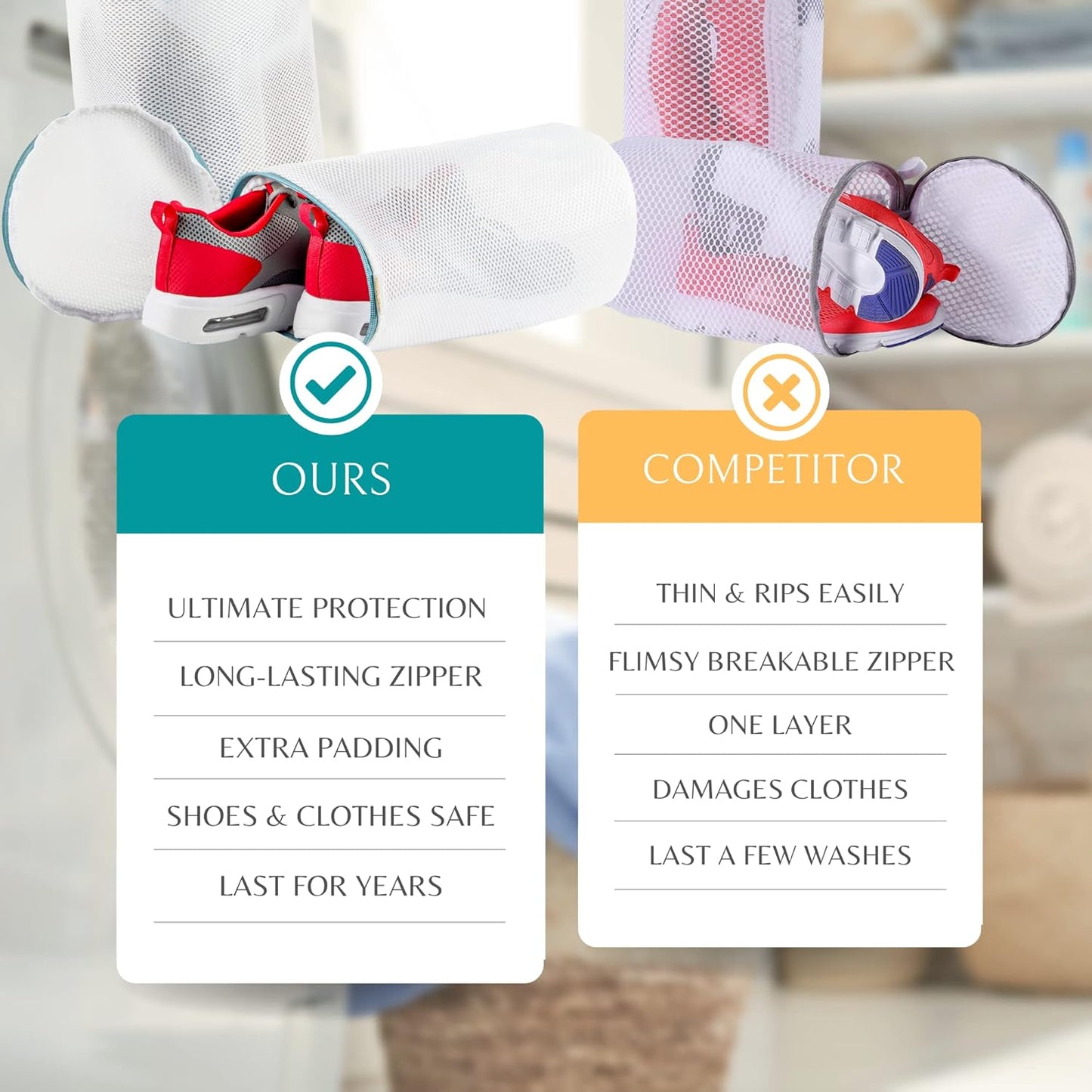 Travel Fanatics Shoe Laundry Bags for perfect size dirty shoes and other items inside but avoid overstuffing