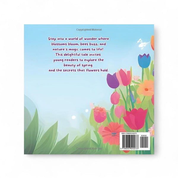 Book cover with colorful flowers and text on a light blue background