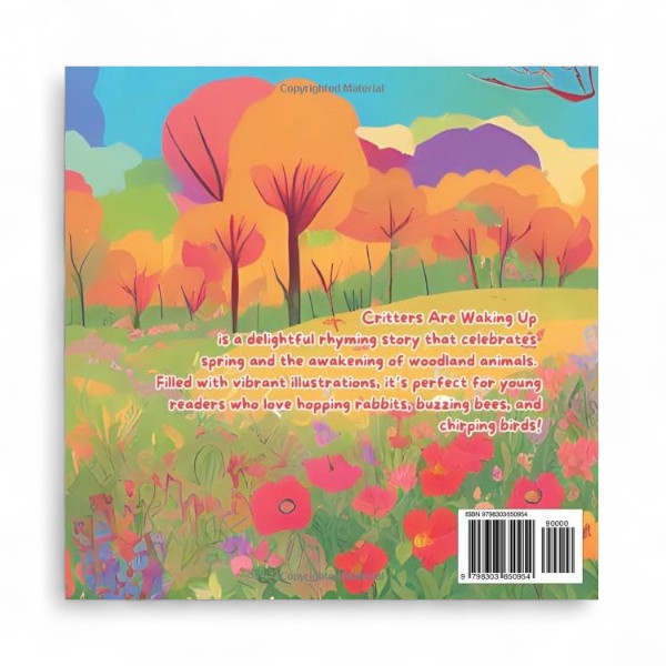 Colorful illustration of a forest scene with trees and flowers on a book cover.