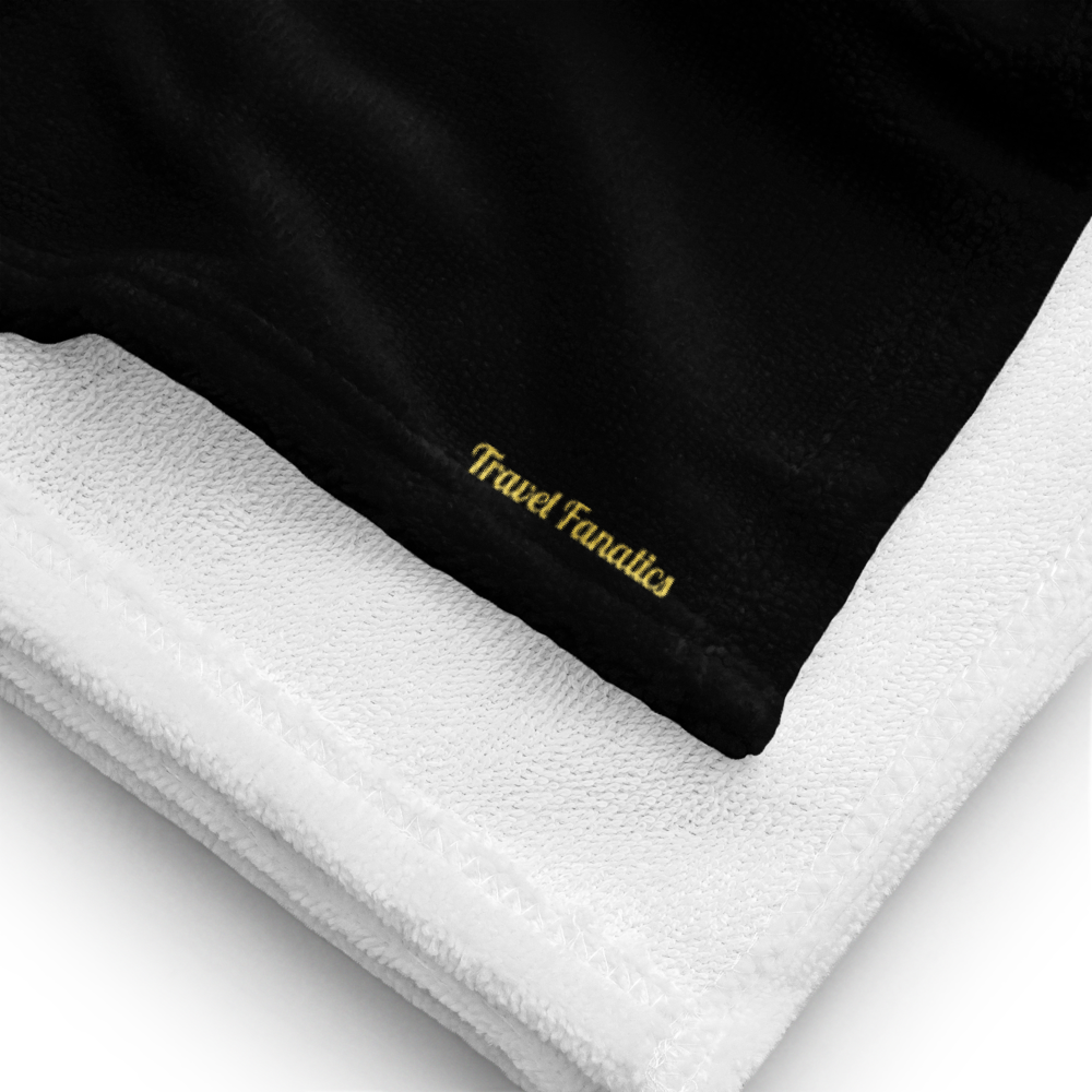 Black fabric with 'Travel Fanatics' logo on a white background