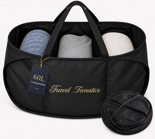 Collapsible Travel Laundry Basket with 3 Dividers