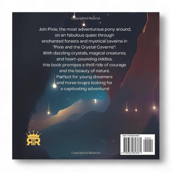 Book cover back with silhouette of a person and text about a fantasy adventure

