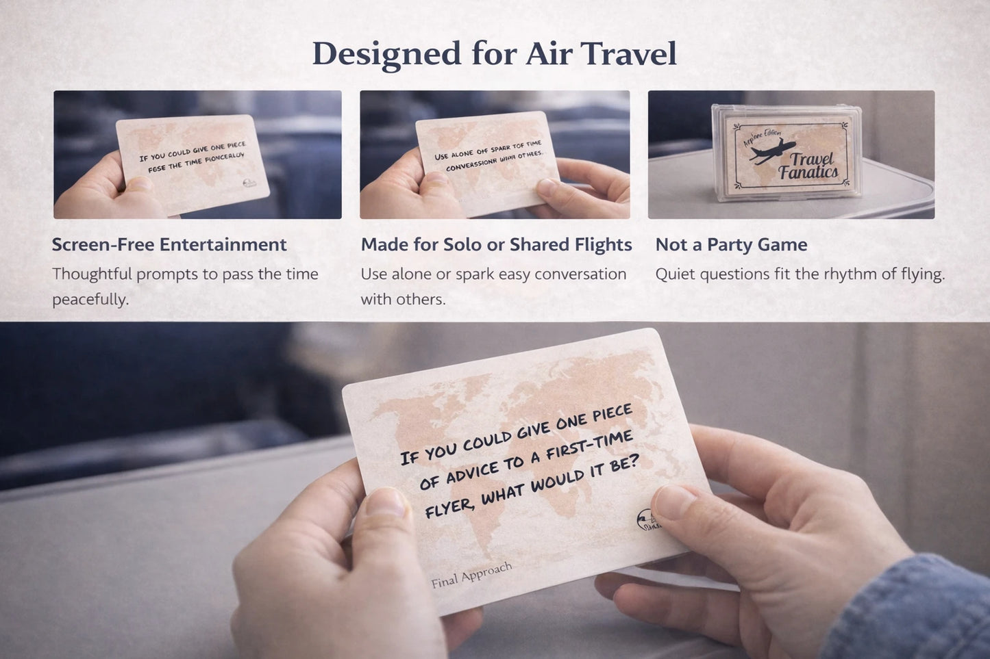 Compact airplane travel game cards for long flights and layovers