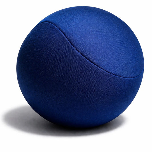 Blue travel ball pillow on a white background

