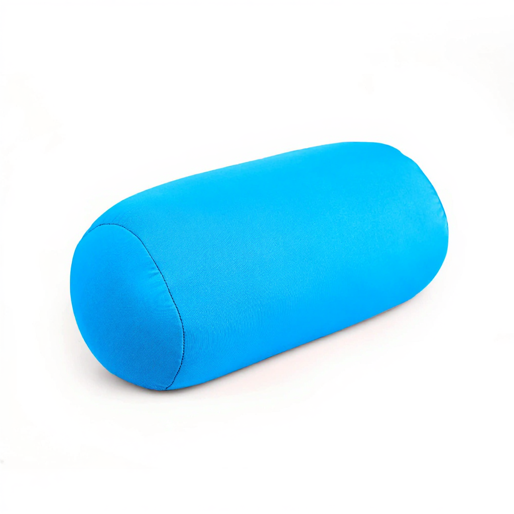 Blue foam roller on a white background

