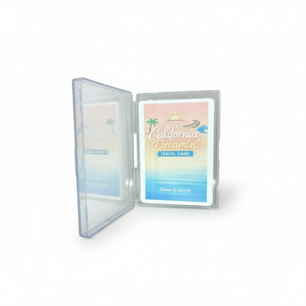 California Travel Game deck with question cards for families, friends, and couples