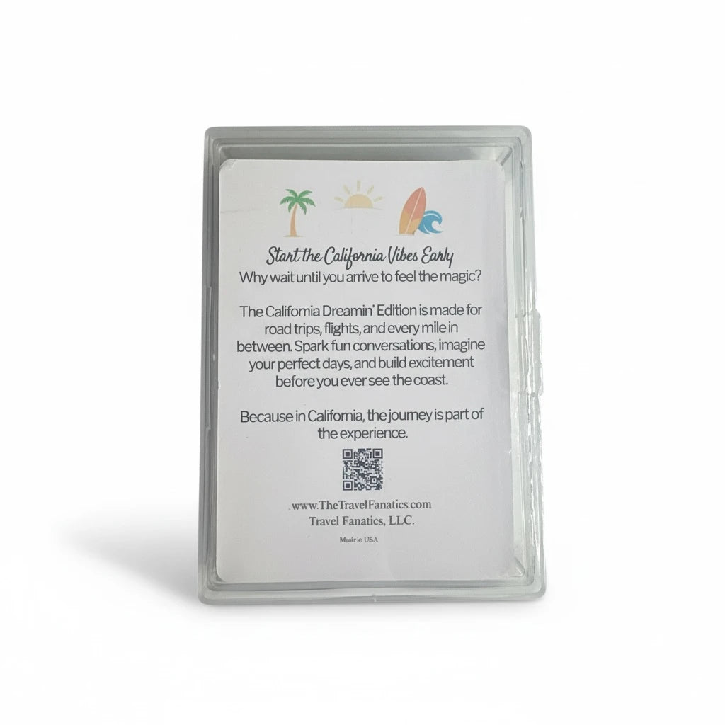Poker-size California travel card game deck for road trips, flights, and vacations