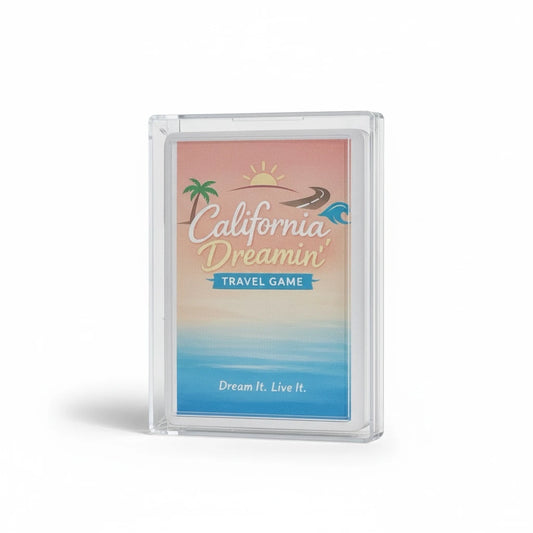 California travel game with 40 conversation cards designed for road trips and flights