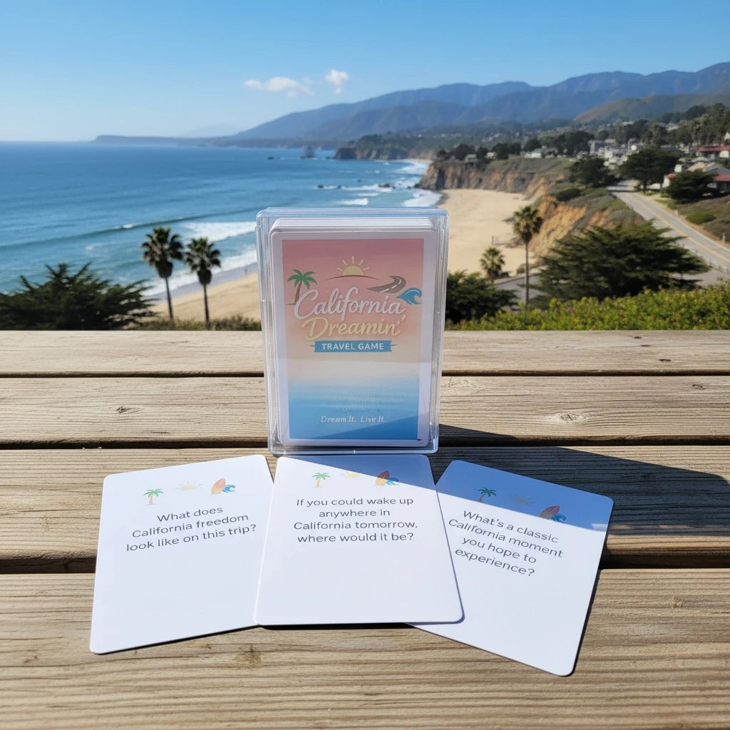 California conversation card game featuring travel-inspired questions and prompts