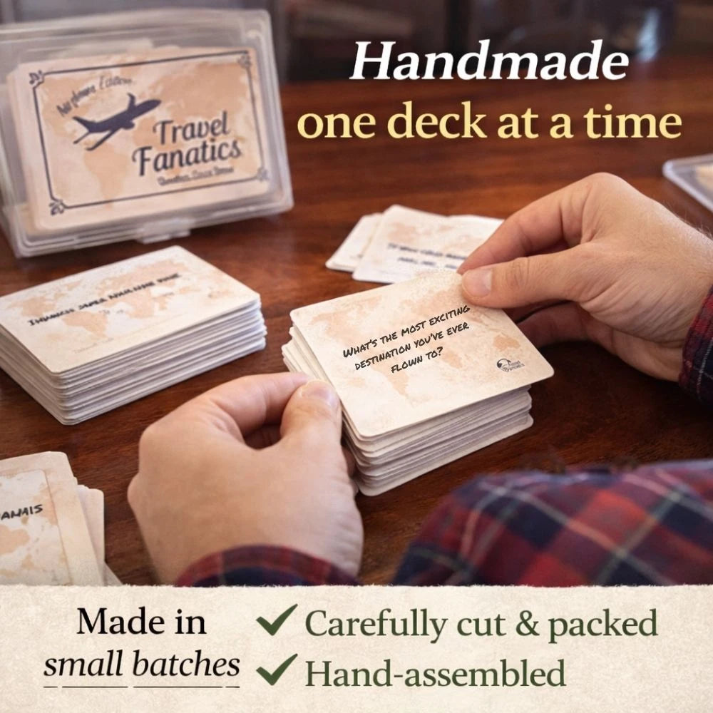 Airplane edition travel game being played on a plane tray table