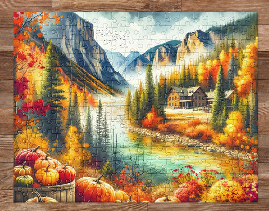 Autumn National Park Jigsaw Puzzle: Celebrate Thanksgiving with Vibrant Fall Foliage 252 Pieces