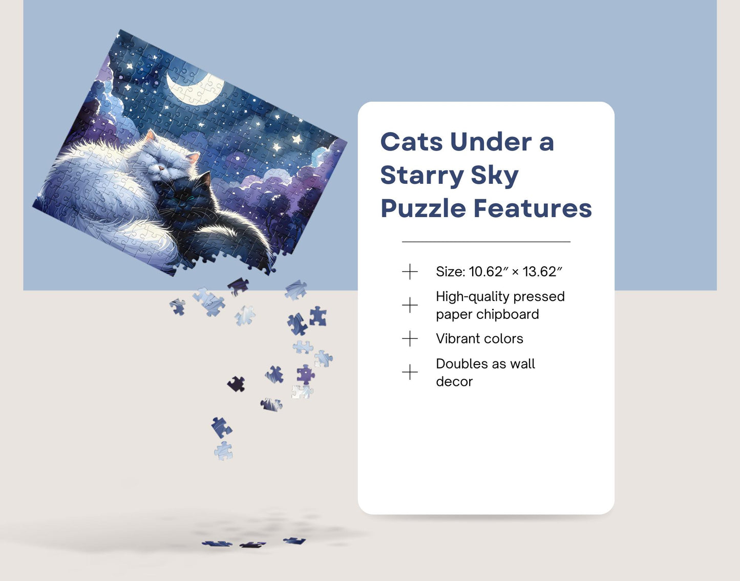 Napping Cats Under a Starry Sky: Captivating Jigsaw Puzzle for Cat Lovers