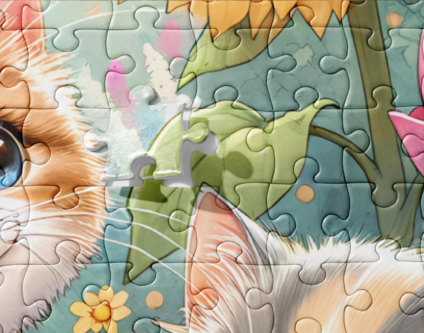 Kittens in a Blooming Garden: Vibrant Cats Jigsaw Puzzle for Cat Lovers and Puzzle Enthusiasts