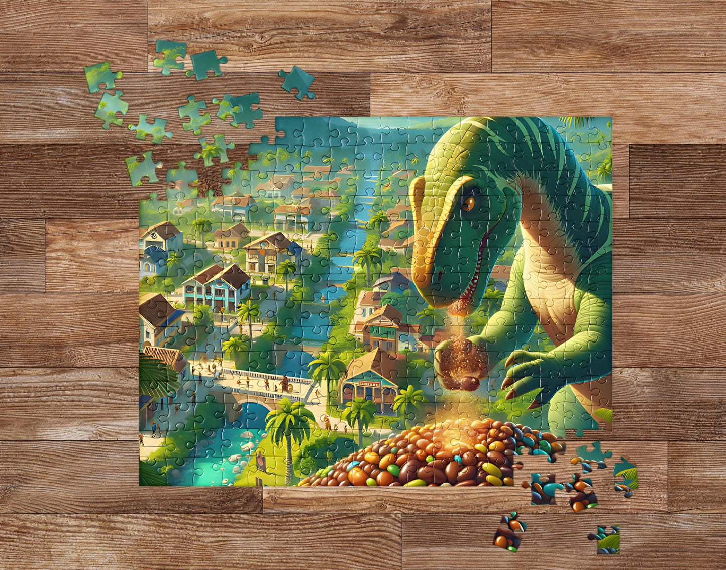 Jurassic Jellies Dinosaur Puzzle - Vibrant 252 Piece Jigsaw Puzzle for Kids - Perfect for Dino Lovers - Family Bonding - Creative Wall Decor