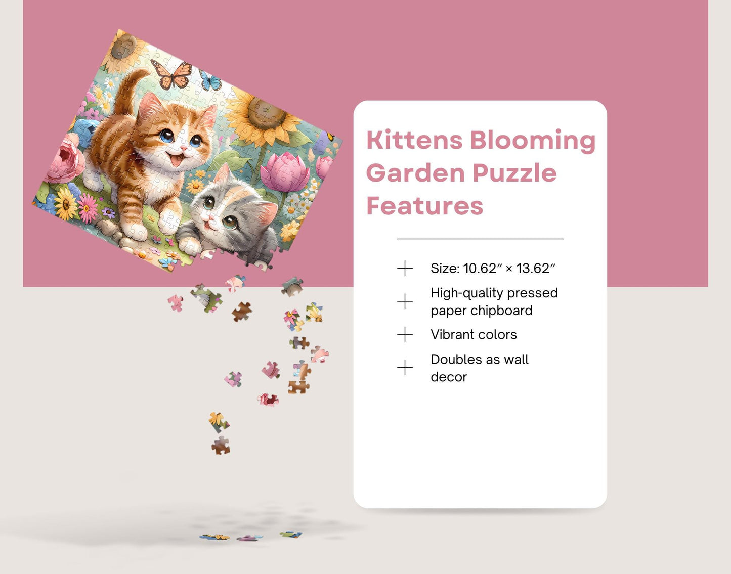 Kittens in a Blooming Garden: Vibrant Cats Jigsaw Puzzle for Cat Lovers and Puzzle Enthusiasts