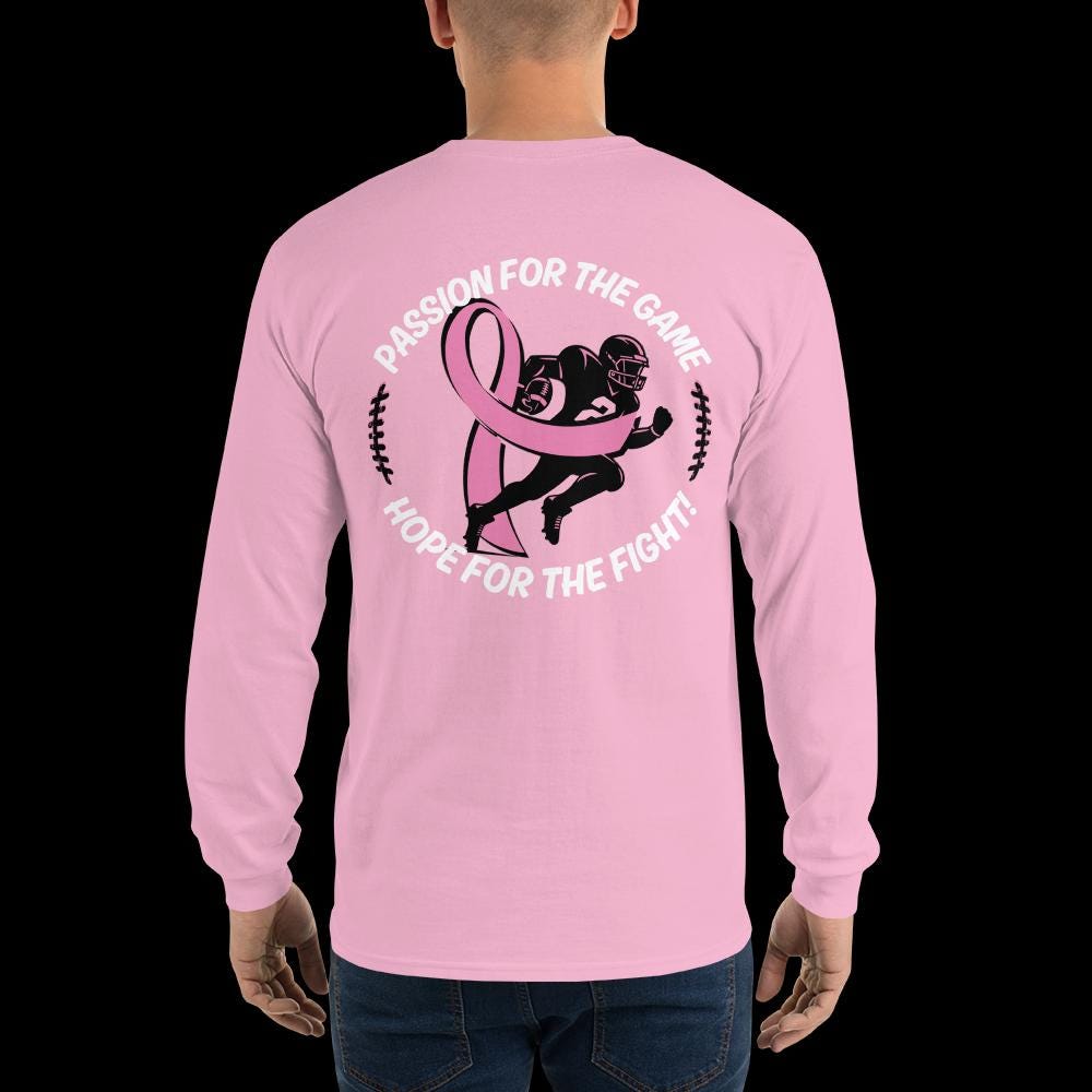 Breast Cancer Awareness Football Shirts | Classic Fit Long Sleeve Tee | Support the Cause | 100% Cotton | Perfect for Casual Wear