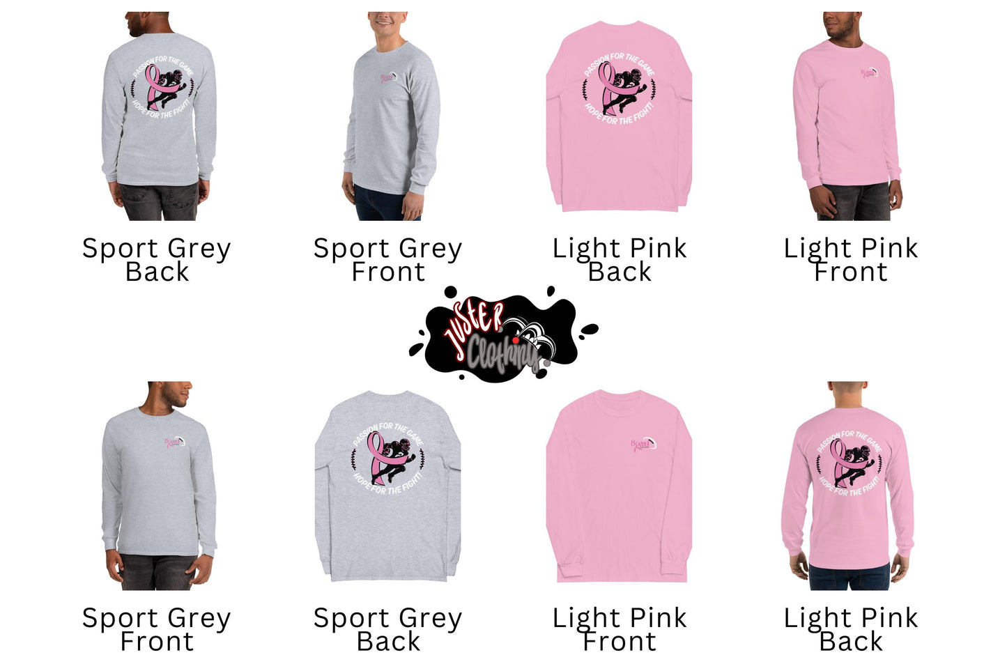 Breast Cancer Awareness Football Shirts | Classic Fit Long Sleeve Tee | Support the Cause | 100% Cotton | Perfect for Casual Wear