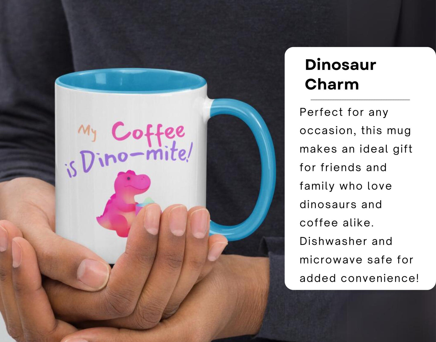 My Coffee is Dino-Mite! Fun Dinosaur Coffee Mug - Ideal Gift for Dino Lovers and Caffeine Enthusiasts  - Dishwasher and Microwave Safe!