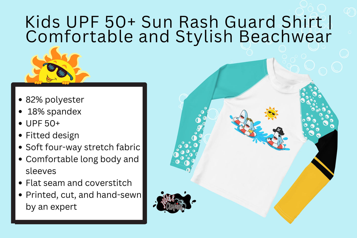 Kids UPF 50+ Sun Rash Guard Shirt | Comfortable and Stylish Beachwear