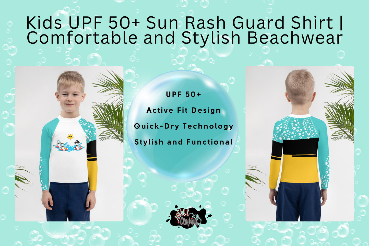 Kids UPF 50+ Sun Rash Guard Shirt | Comfortable and Stylish Beachwear