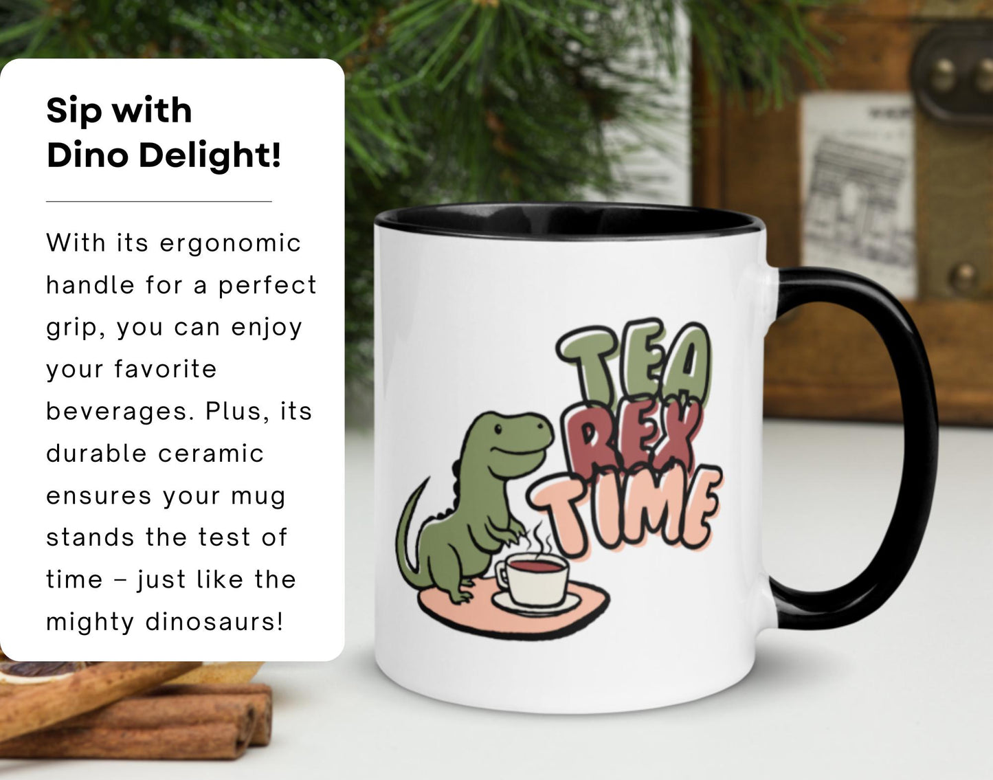 Tea Rex Time Coffee Mug - Cute Dinosaur Coffee Cup, Fun Dino Gift for Coffee Lovers, Dishwasher & Microwave Safe