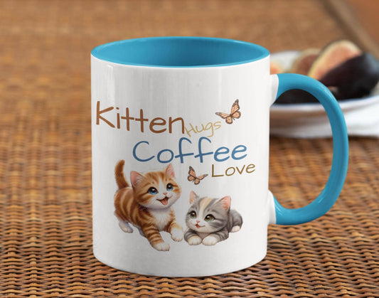 Adorable Kitten Coffee Mug  Cute Cat Lover Gift, Ceramic 11oz & 15oz, Colorful Inside, Dishwasher Safe, Perfect for Morning Coffee