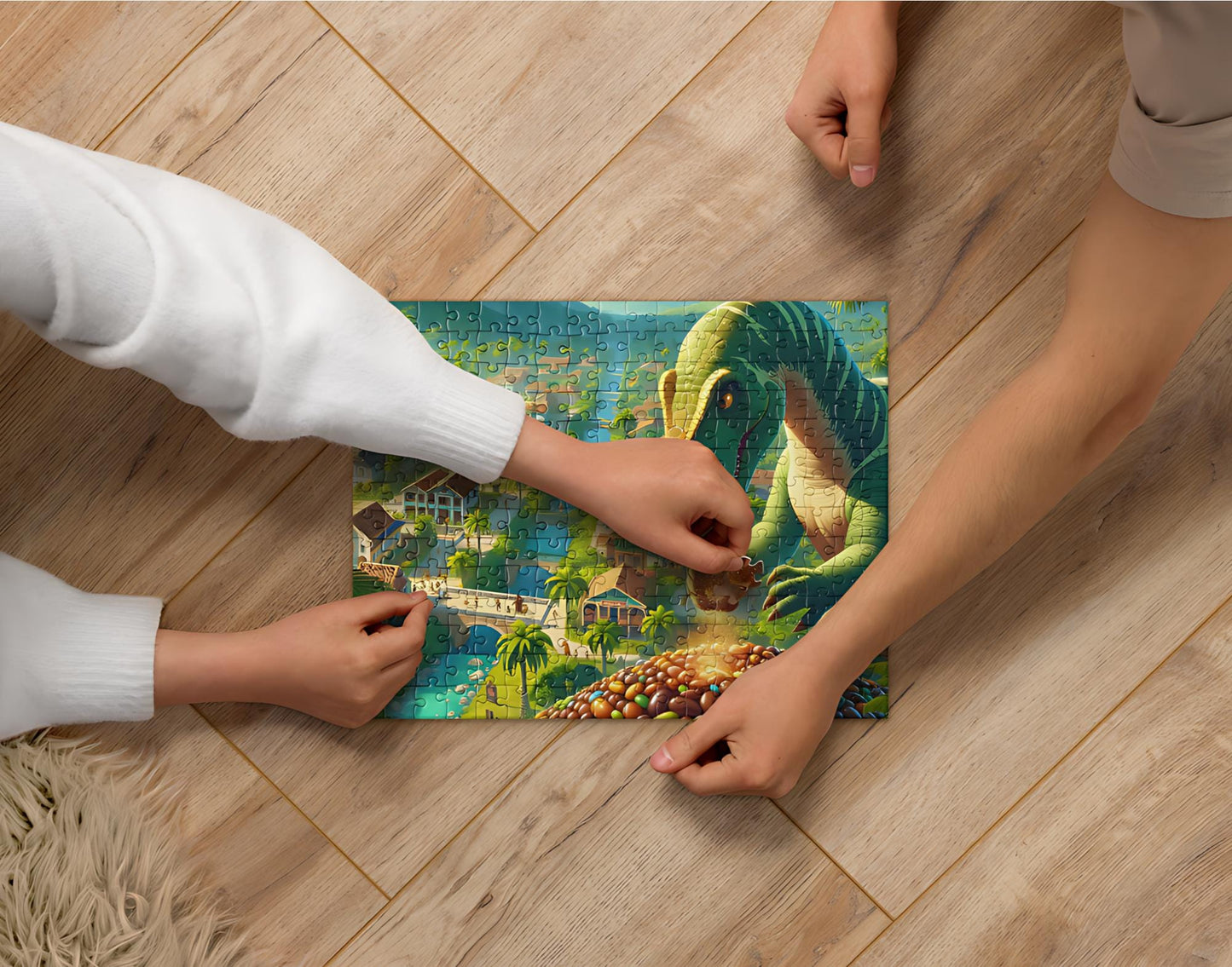 Jurassic Jellies Dinosaur Puzzle - Vibrant 252 Piece Jigsaw Puzzle for Kids - Perfect for Dino Lovers - Family Bonding - Creative Wall Decor