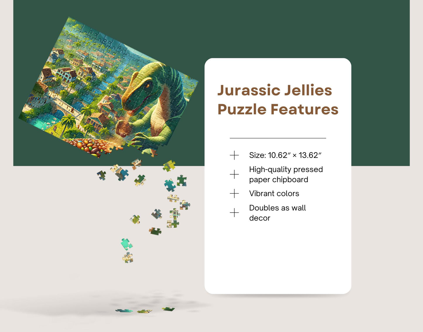 Jurassic Jellies Dinosaur Puzzle - Vibrant 252 Piece Jigsaw Puzzle for Kids - Perfect for Dino Lovers - Family Bonding - Creative Wall Decor