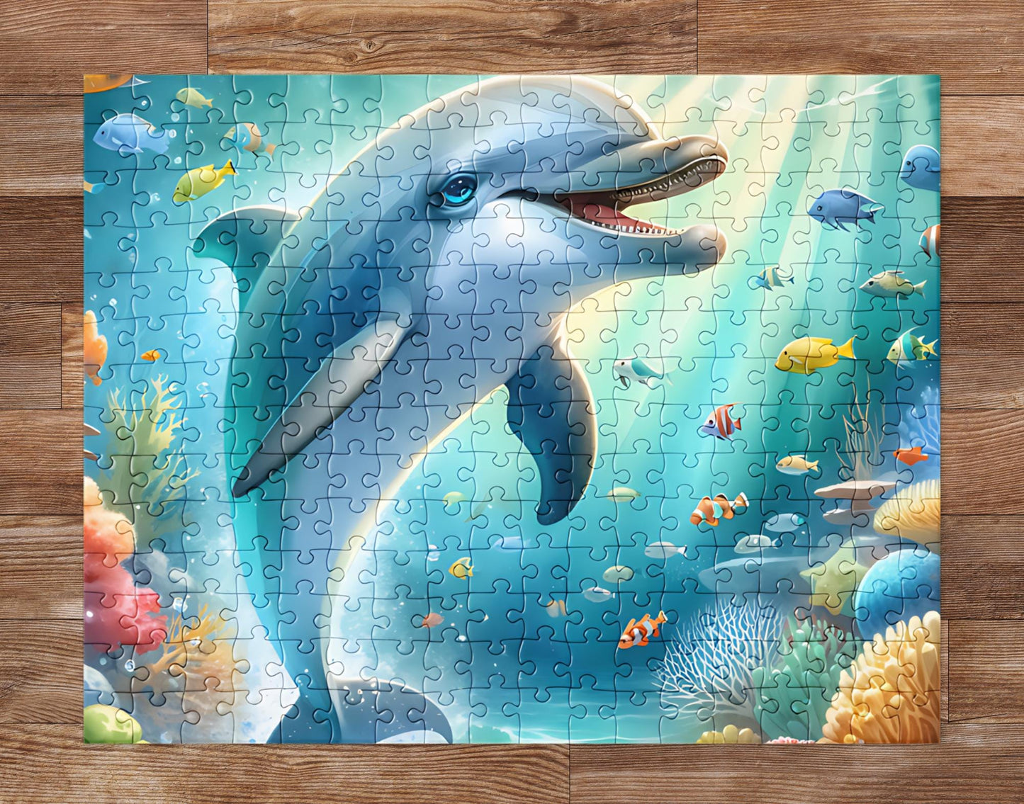 Splashing Dolphin Jigsaw Puzzle | 252 Pieces, Underwater Scene, Ocean Decor for Kids and Adults