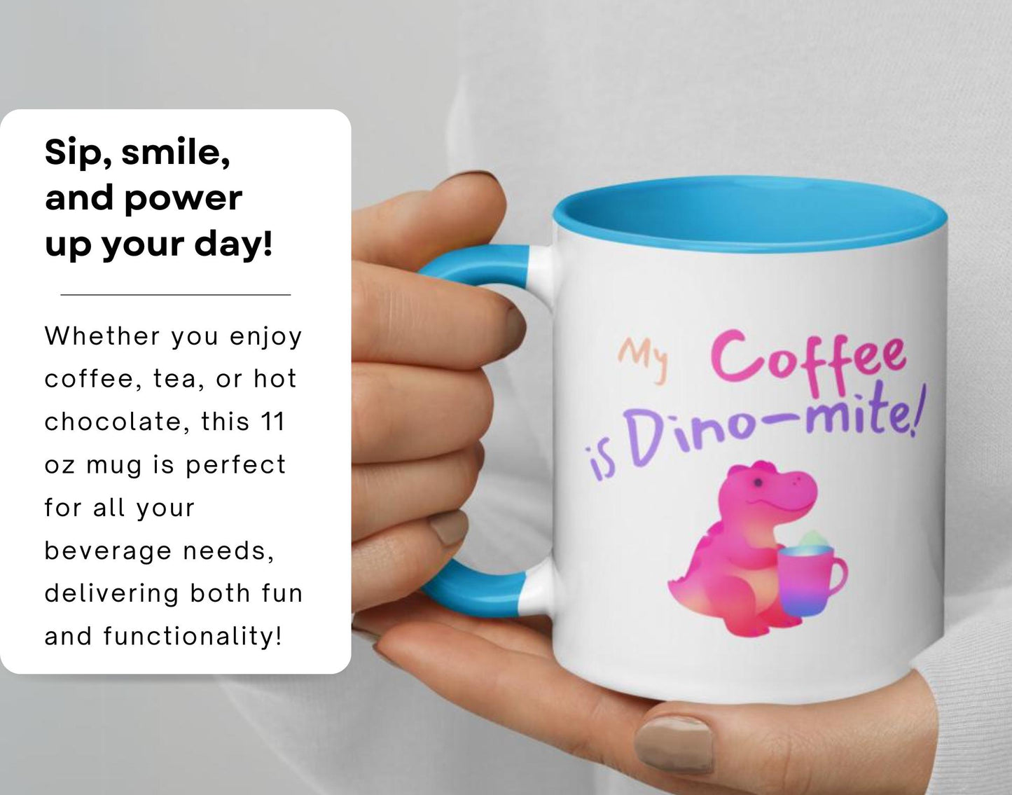 My Coffee is Dino-Mite! Fun Dinosaur Coffee Mug - Ideal Gift for Dino Lovers and Caffeine Enthusiasts  - Dishwasher and Microwave Safe!