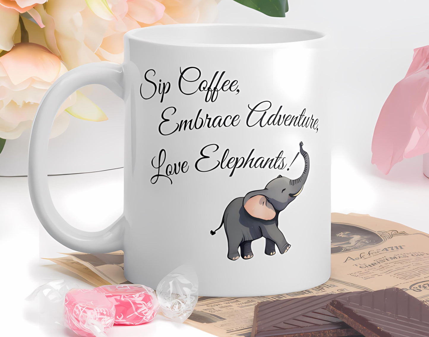 Elephant coffee mugs | Travel coffee mugs | Cute elephant design | Adventure coffee cup | Gifts for elephant lovers | Unique coffee mugs