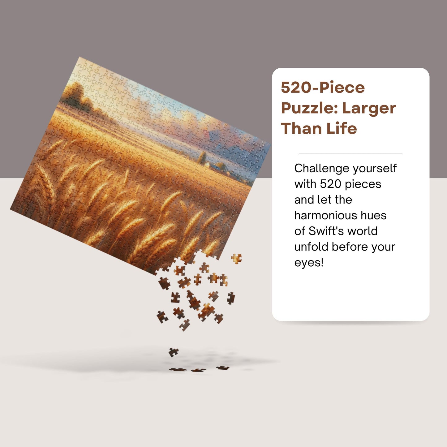 Swiftie Fearless Golden Fields Puzzle - Swiftie Gift for Fans, 252 or 520 Piece Jigsaw, Nostalgic Wheat Fields Decor