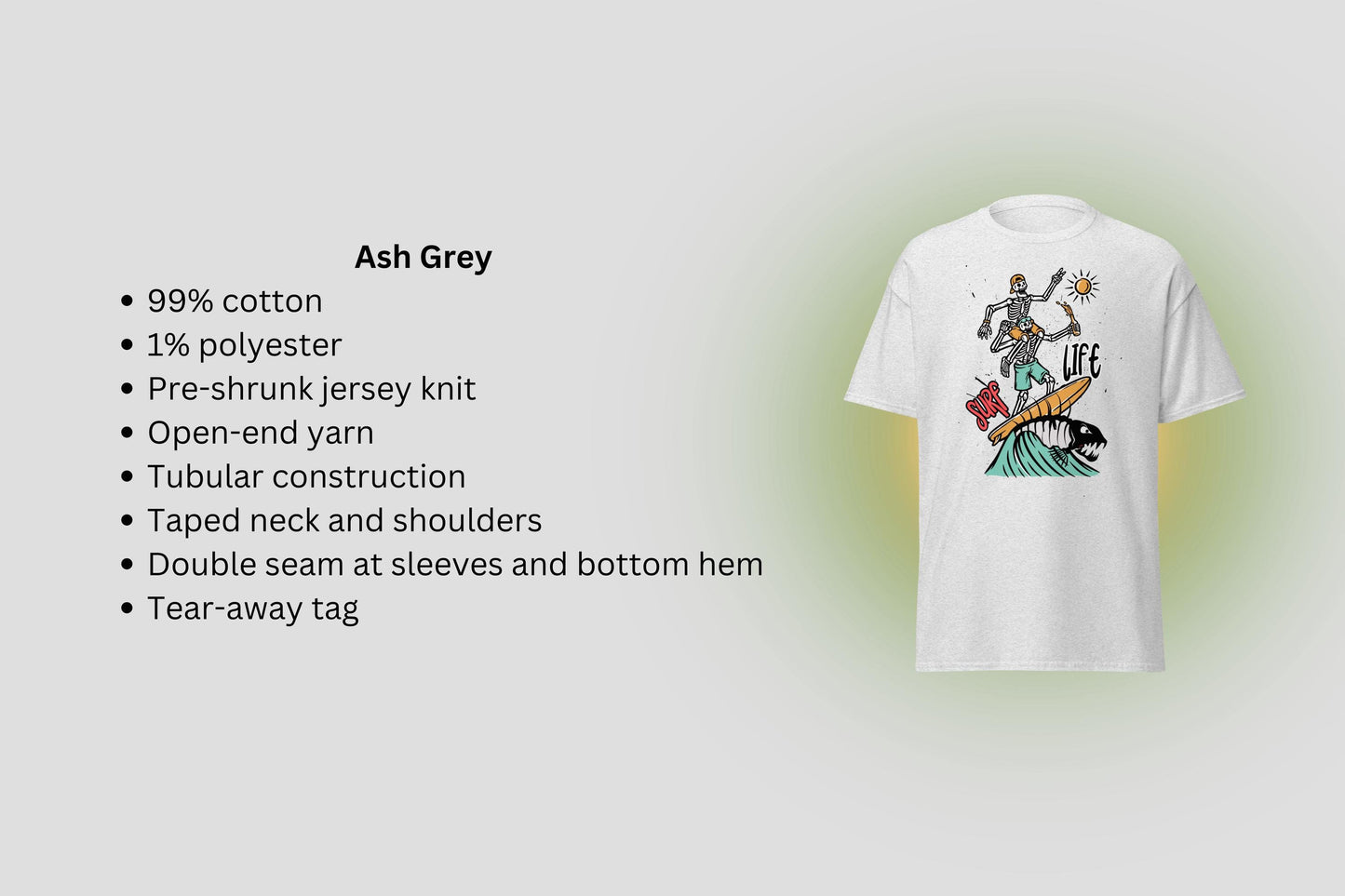 Unisex Skeleton Surfing Shirt | Coastal Graphic T-Shirt for Surfers | Comfortable Surf Apparel