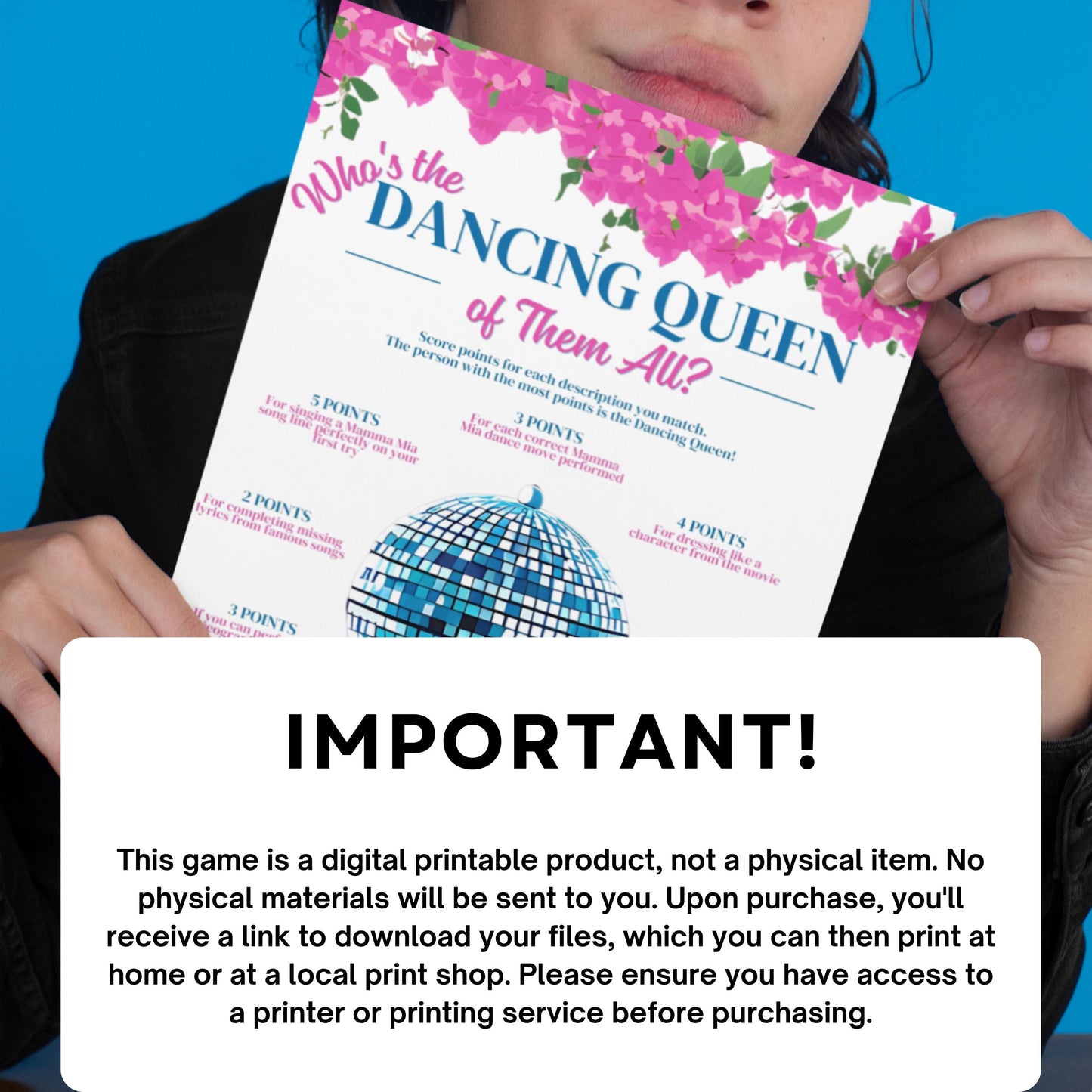 Who's The Dancing Queen? Mamma Mia Game Printable