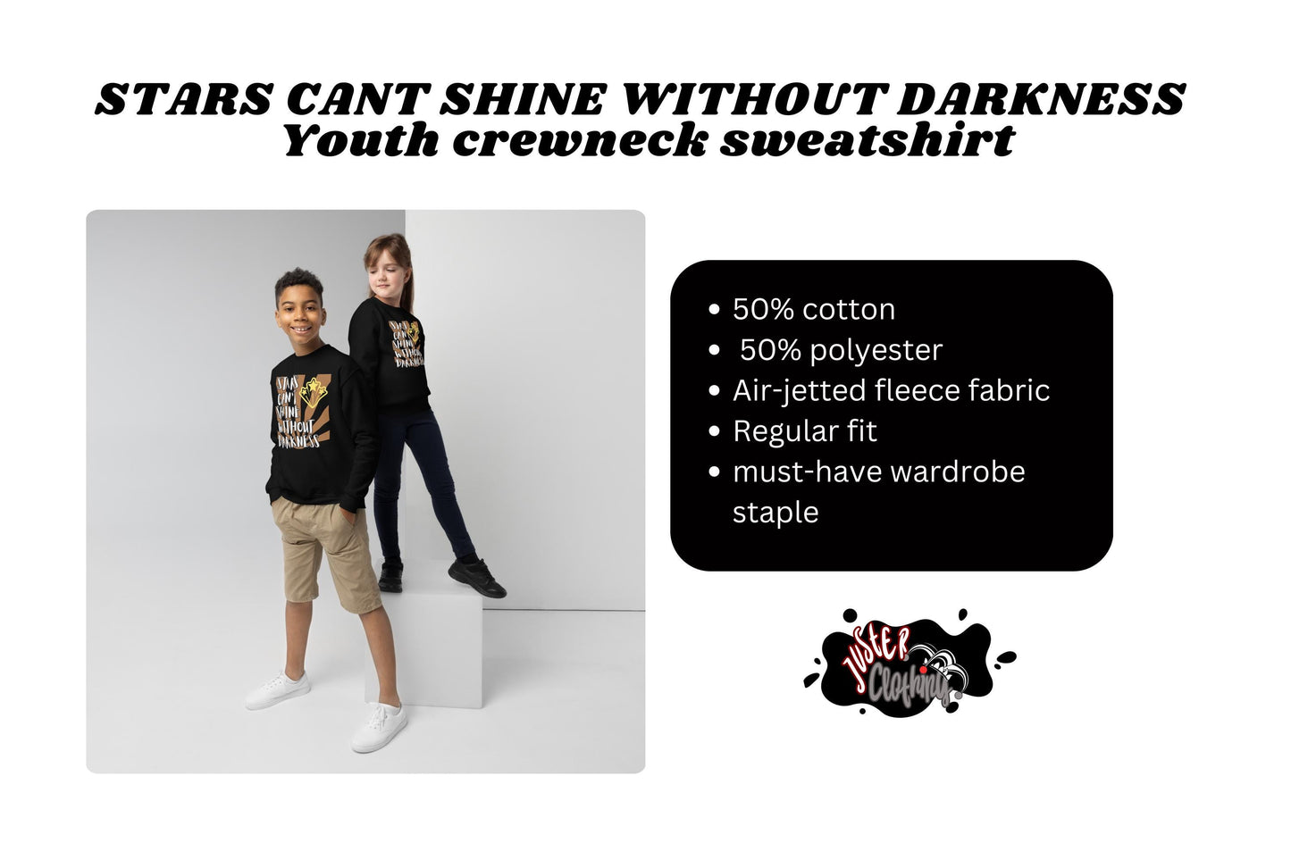 STARS CANT SHINE Without Darkness Youth crewneck sweatshirt