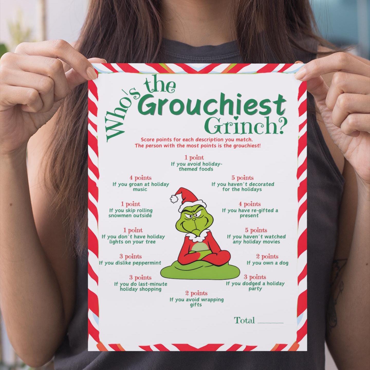 Who's the Grinchiest Grinch? Fun Printable Grinch Party Game for Kids & Adults - Digital Download