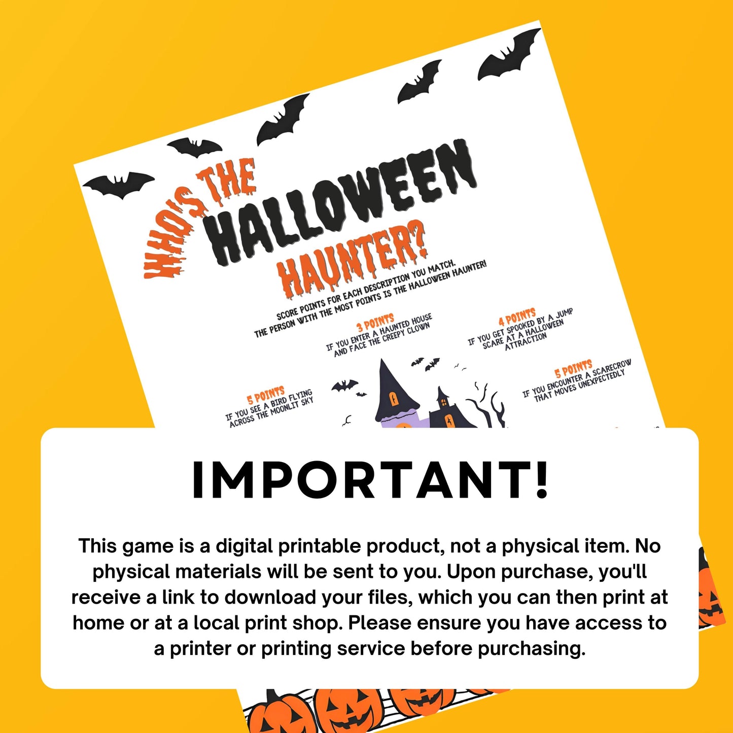 Who's the Halloween Haunter? Halloween Game - Printable - Digital Download