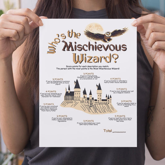 Who's the Most Mischievous Wizard? Enchanting Printable Harry Potter Party Game for Wizards & Muggles - Digital Download