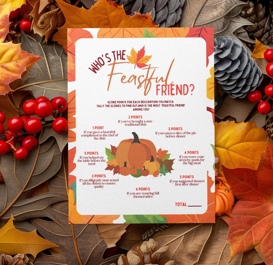 Who's the Feastful Friend? Friendsgiving Printable Party Game for Kids & Adults - Digital Download