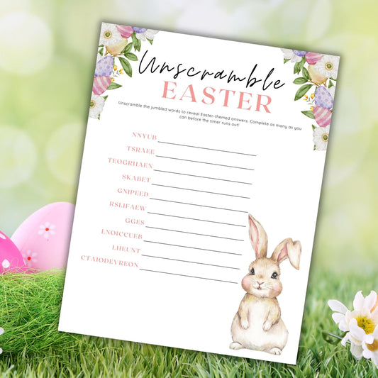 Unscramble Easter - Printable Easter Party Game with Cheat Sheet - Fun Easter Activity for Families, Kids & Adults