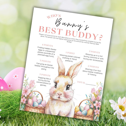 Who's the Bunny's Best Buddy? Printable Easter Party Game - Fun Holiday Activity for Families & Kids