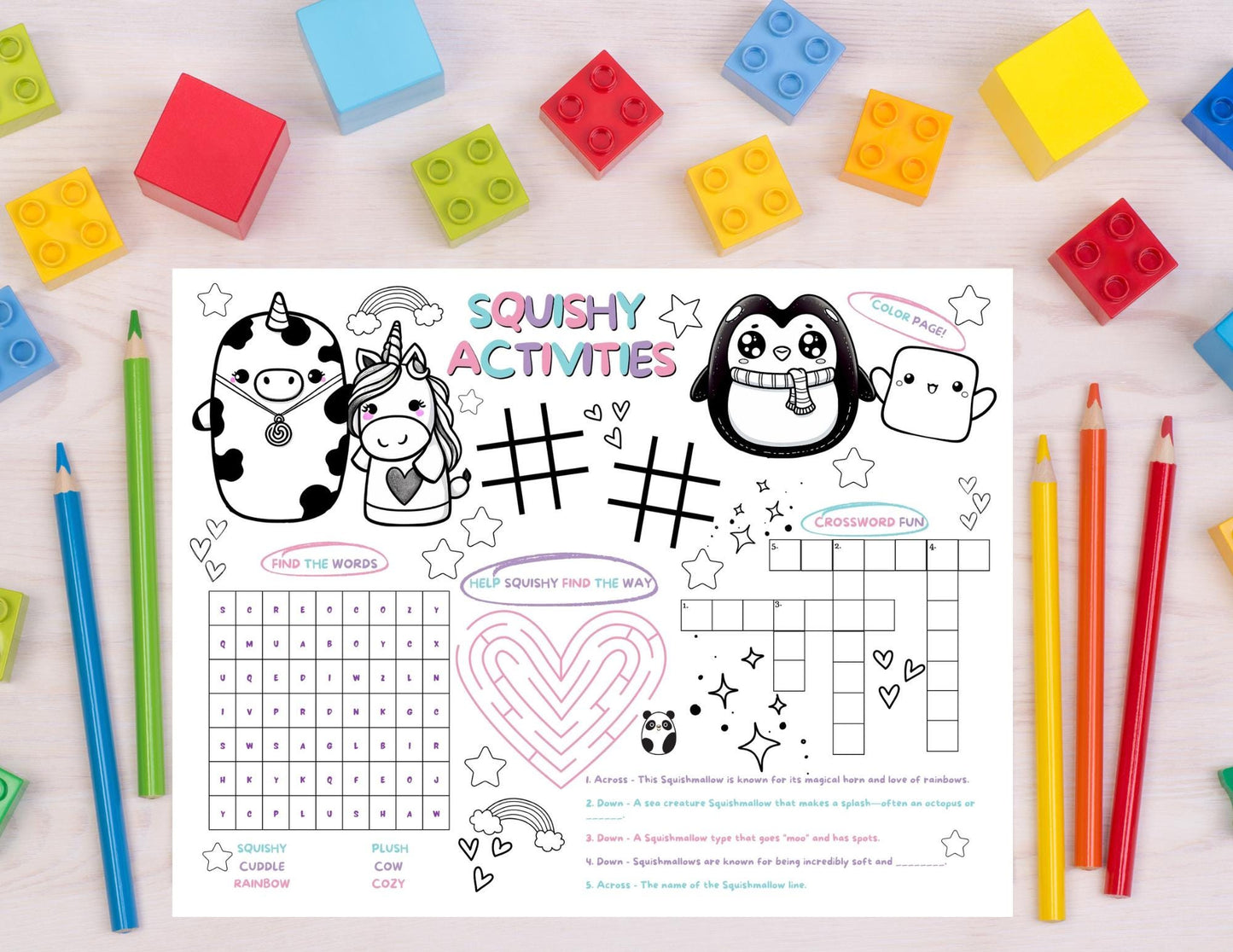 Squish Activity Sheet Printable - Squishy Activities for Kids - Travel & Party Fun PDF Download