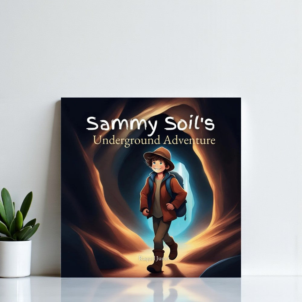 Book cover of 'Sammy Soil's Underground Adventure' with a character in a洞穴

