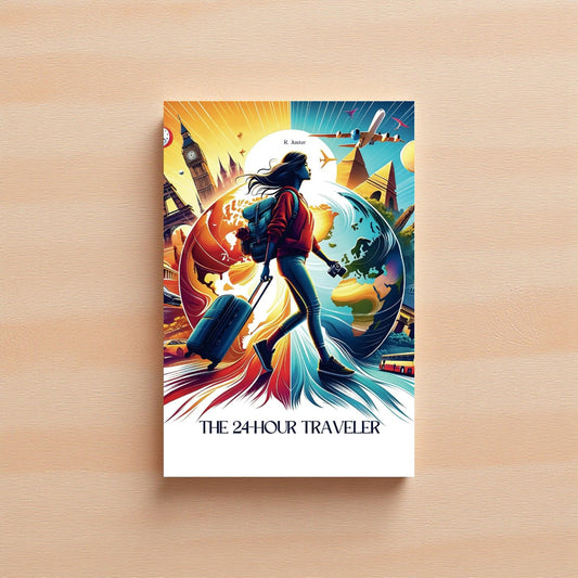 Book cover of 'The 24-Hour Traveler' with a colorful design on a wooden surface


