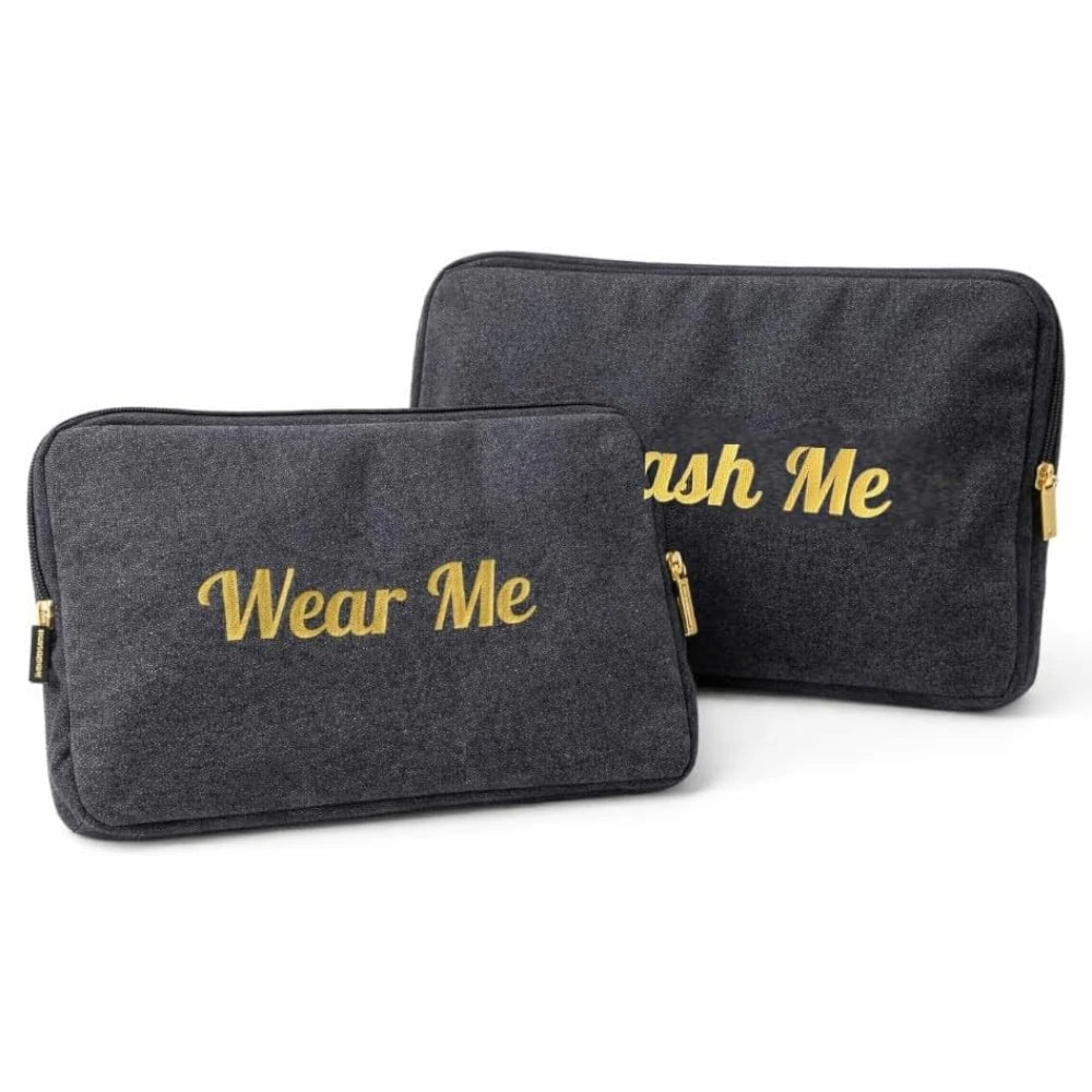Wear Me Wash Me travel laundry bags set for organizing clean and dirty clothes in luggage